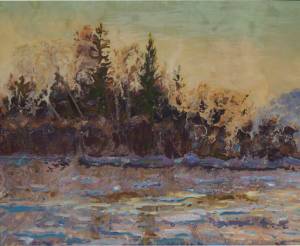 Иркут весной. 60x45, бумага, гуашь.
